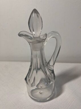 vintage pressed glass oil or vinegar cruet panelled design & a matching stopper